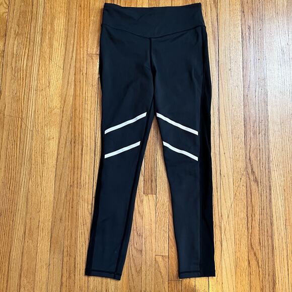 Zyia Leggings Womens 4 Black Stripe Crop Pants - Picture 1 of 8